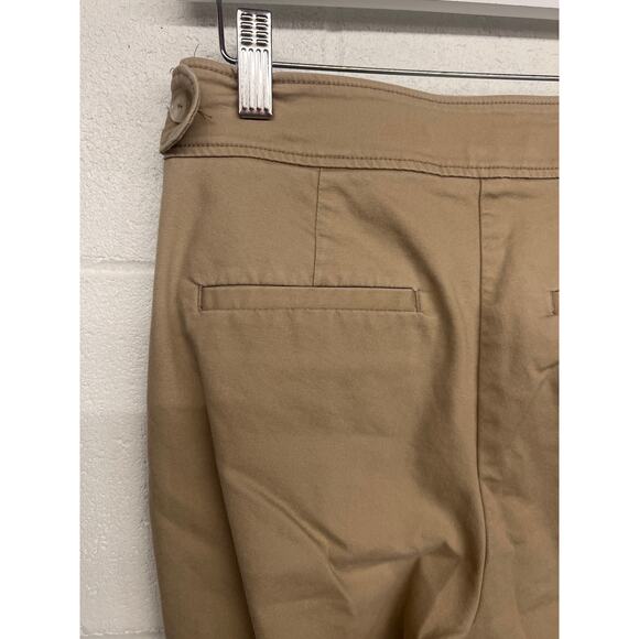 Toccin Sz 0 Xs Tan Safari Button Tab Tapered Slim High Rise Trouser Pants - Picture 7 of 8